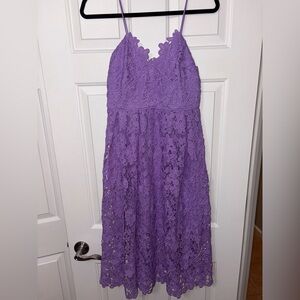 Donna Morgan Purple Lace Midi Dress